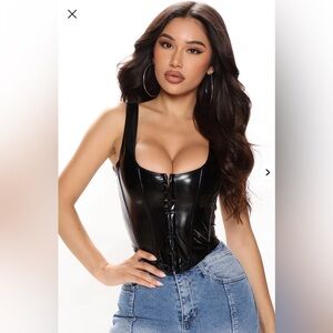 Fashion Nova Black Latex Corset Top